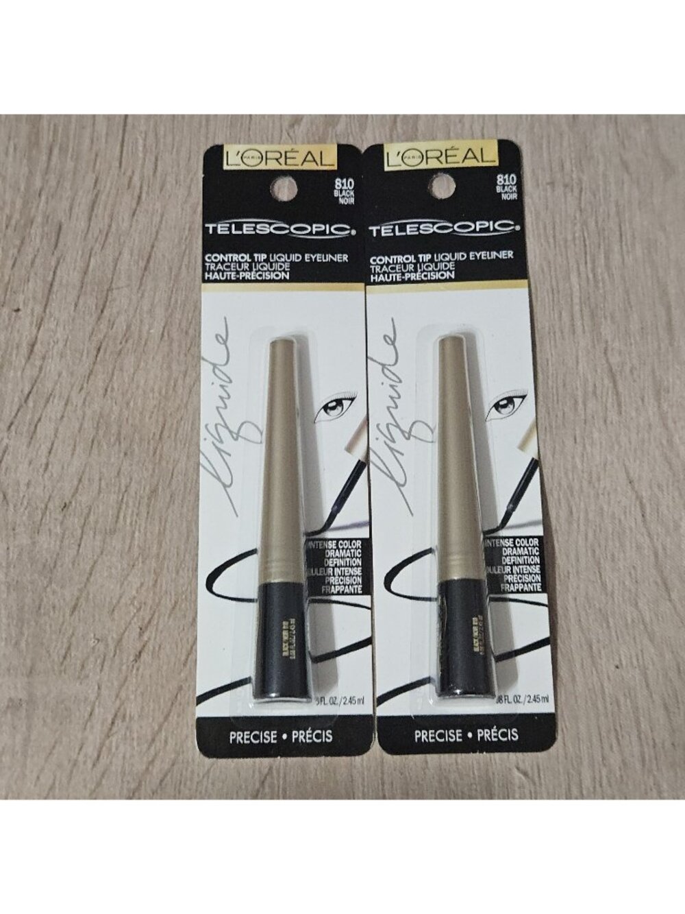 L'Oreal Paris Telescopic Precision Liquid Eyeliner 810 Black 0.08oz, 2 Pack